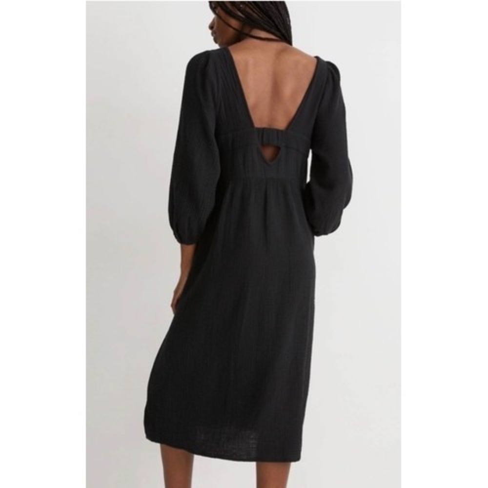 Madewell size XS Cotton Gauze Lightspun V-Neck Midi Dress 3/4 sleeve